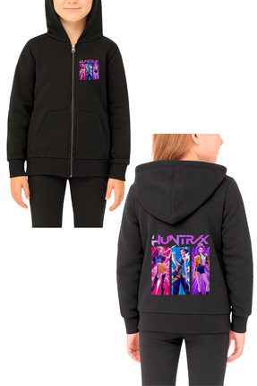 MECH BUTİK K-Pop Demon Hunters Baskılı Siyah Unisex Fermuarlı