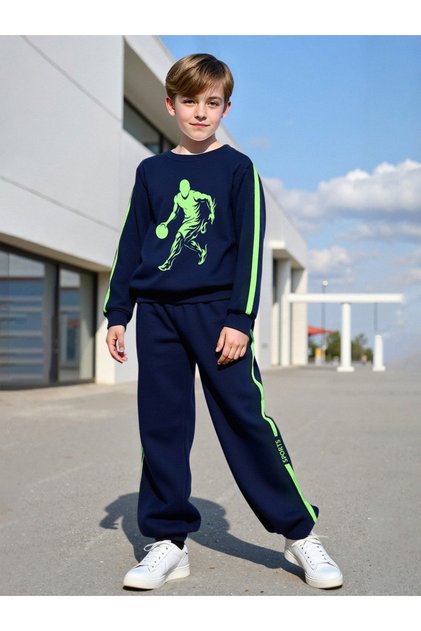 Teens Navy Graphic Sweatshirt and Joggers Set
