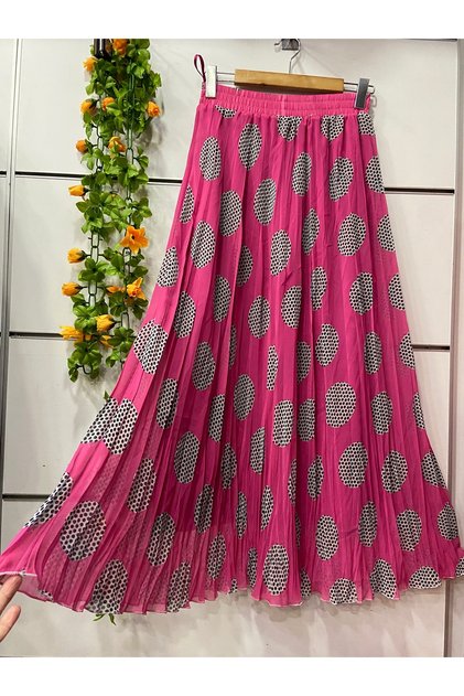 Patterned Chiffon Boho A-Line Skirt with Lining