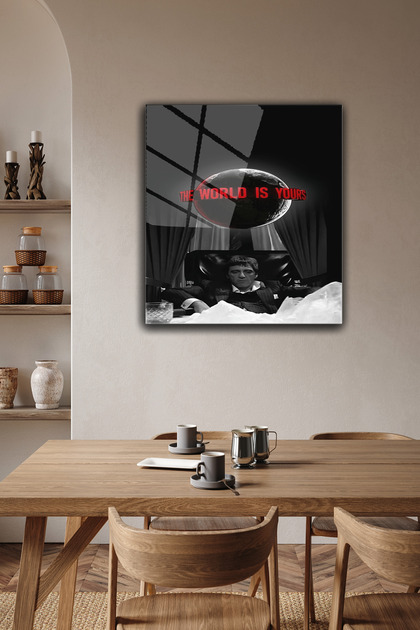 z zizuph Siyah Scarface Tony Montana, The World is Yours Yazılı, 4