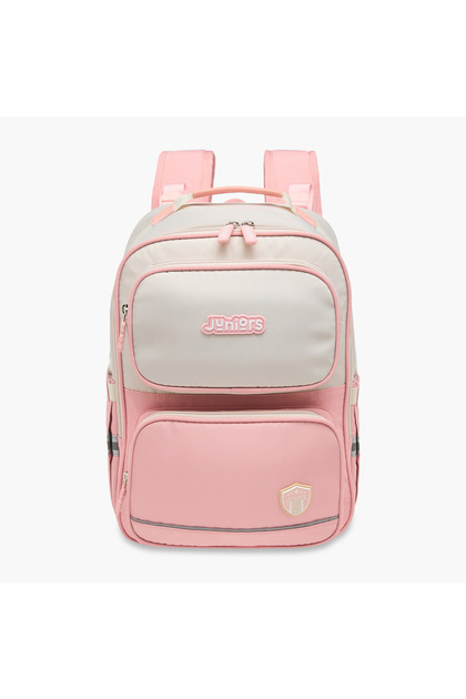 Logo Detail Backpack with Adjustable Straps and Zip Closure - 15 inches