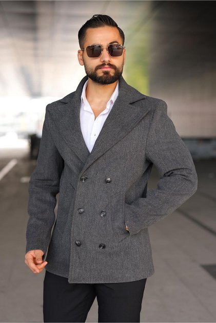 Double-Breasted Collared Men's Cashmere Coat