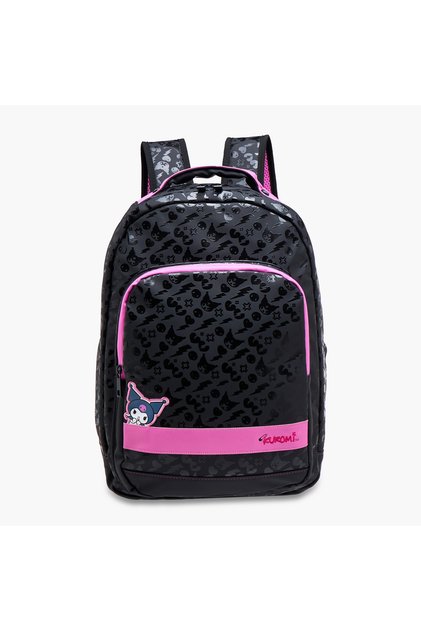 Printed Backpack with Adjustable Straps and Zip Closure - 17 inches