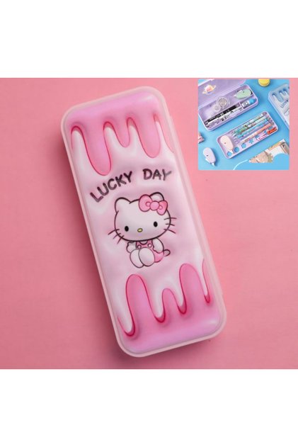 Hello Kitty Sevimli Kedi Pati Figür Çok Bölmeli Sert Kalemlik Kalem Kutusu