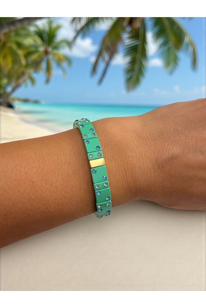Ceramic Crystal Stone Rubber Bracelet