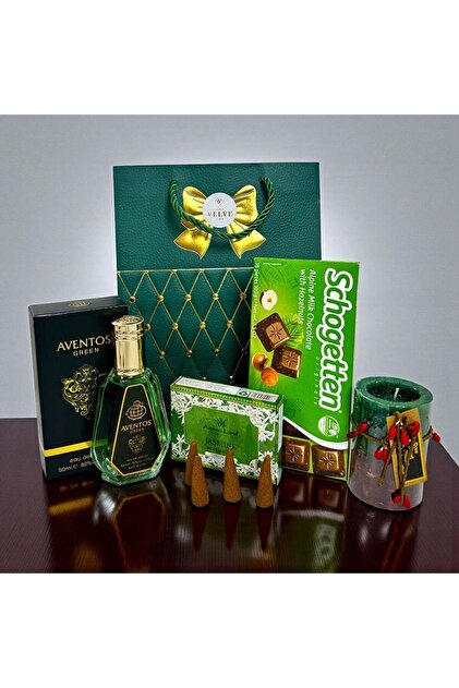 Πακέτο Christmas Green Deluxe, για άνδρες, άρωμα, εορταστικό κερί, σοκολάτα, αρωματικά χωνάκια