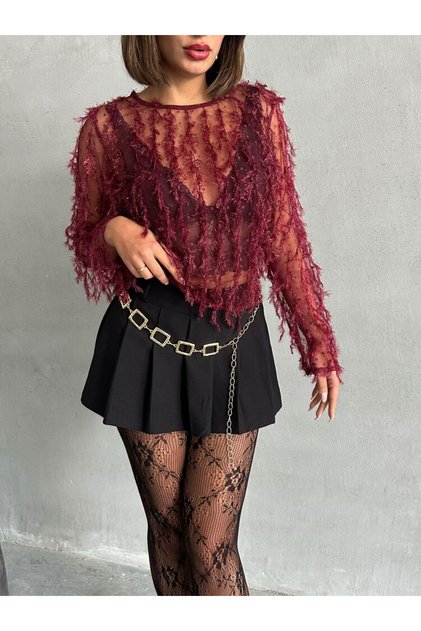Transparan saçaklı bluz yeni