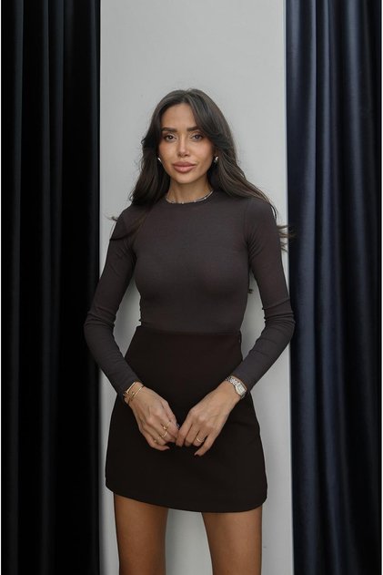 Bitter Brown Bodysuit with Snap Closure at the Bottom