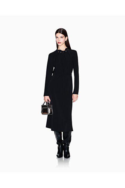 Armani Exchange Women Long Sleeve Woven Fabric Throat Part Metal Details Black Dress Xw000735 Af16125-Uc001- Trendyol Armani Exchange Women Long Sleeve Woven Fabric Throat Part Metal Details Black Dress Xw000735 Af16125-Uc001- Trendyol