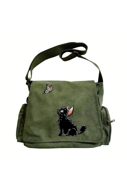 Aesthetic Printed Unisex Khaki Messenger Bag