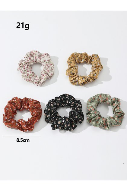 Set of 5 - Floral Printed Hair Tie