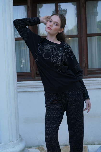 Collar Detailed Pajama Set İpk2386