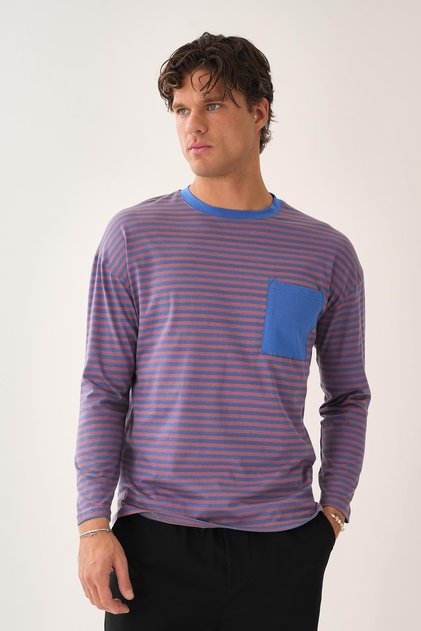 Striped T-Shirt with Pocket Detail