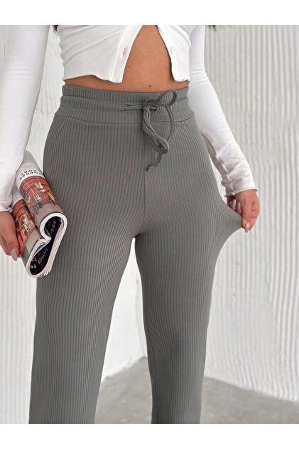 Women Ribbed High Waist Pants