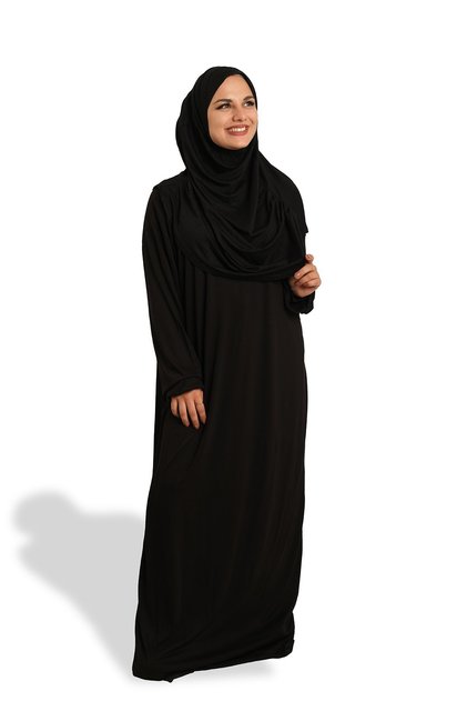 Black Two Piece Prayer Dress Viscose Plain 2504_01