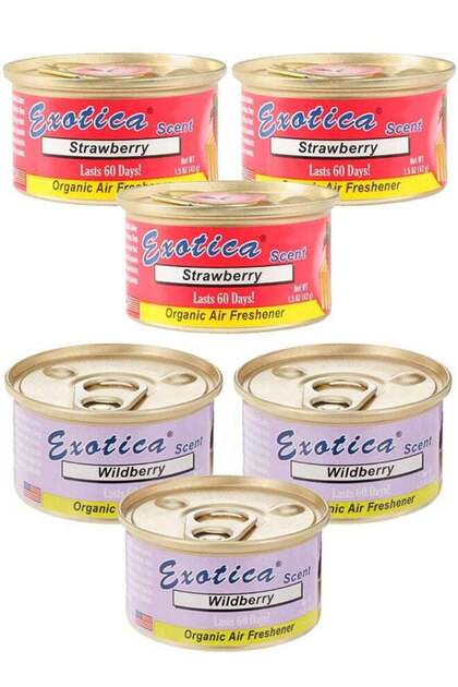 Organic Air Freshener Value Pack 6 pcs, Strawberry Scent-3 and Wildberry Scent-3