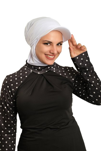 وشاح تيسيتير عملي جاهز للارتداء باللون الأبيض مع قبعة مدمجة من الفيسكون سادة 2513_42