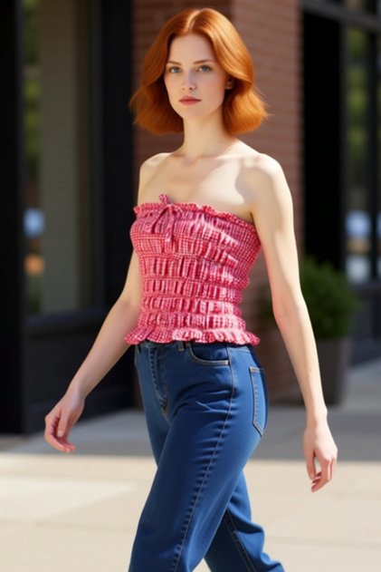 Women's Strapless Bow Detail Plaid Woven Blouse Quality Stylish Comfortable Modern Elegant Casual