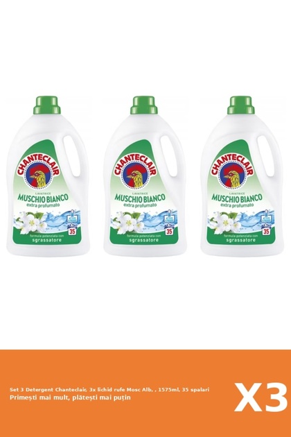Set 3 Detergent Chanteclair, 3x lichid rufe Mosc Alb, , 1575ml, 35 spalari