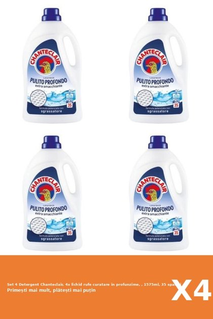 Set 4 Detergent Chanteclair, 4x lichid rufe curatare in profunzime, , 1575ml, 35 spalari