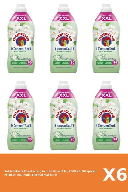 Set 6 Balsam Chanteclair, 6x rufe Mosc Alb , 1800 ml, 90 spalari