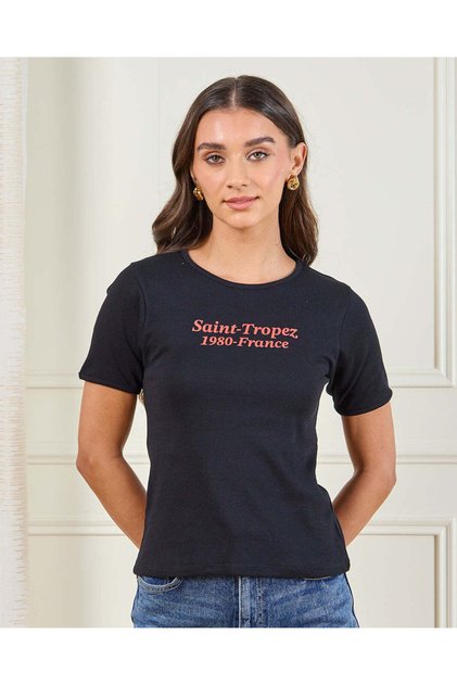 Women Black Printed T-shirt
