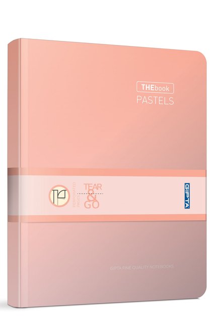 The Book Pastel 20x28 400 Sheets 4 Compartments Hard Cover Hardcover Notebook (3486) Checked Pastel Salmon