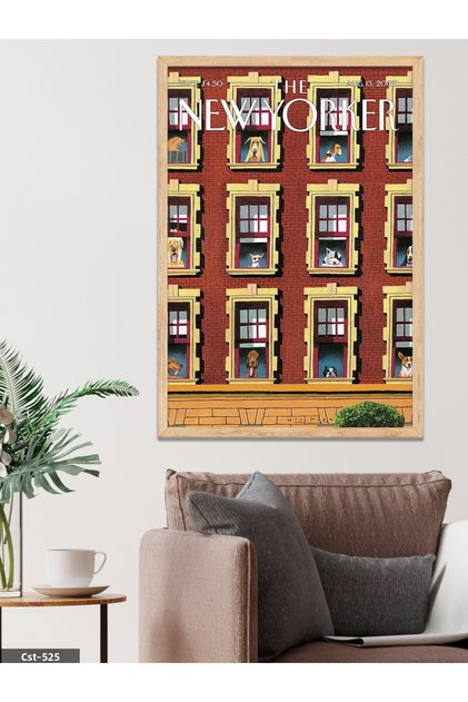 The New Yorker Poster Dogs One Piece Wooden Framed Painting