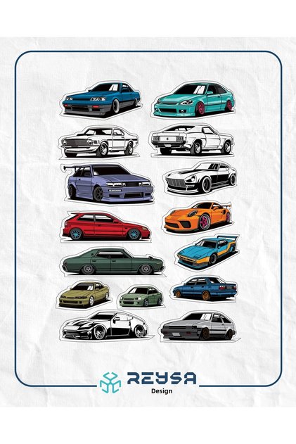 Cars Sticker Set 7 15 Pieces Phone, Tablet, Notebook, Laptop Sticker