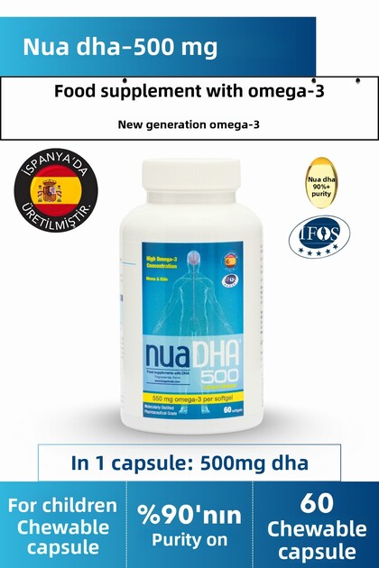 Nua Dha 500 Food Supplement Containing Omega-3 60 Capsules
