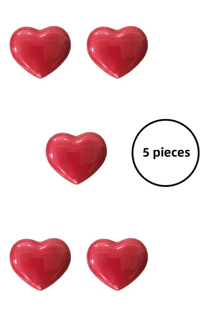 5 Pcs Porcelain Children's Room Red Heart Furniture Handle Ceramic Drawer Cabinet Knob (55X45 mm)