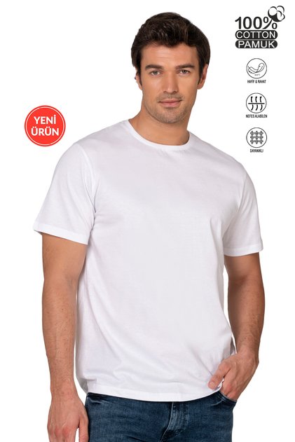 Özkan 12420 Men's 100% Cotton Lycra-Free Combed Single Jersey Fabric Closed Collar Short Sleeve T-Shirt