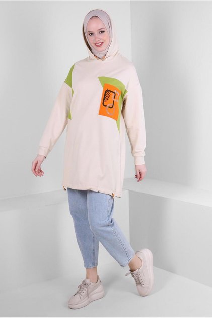 Print Detail Hooded Tracksuit Tunic 43622