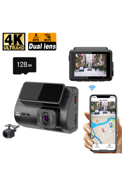 Camera auto DVR 4k , Display IPS 3" HD, Unghi 170°, Stabilizator digital imagine,Bluetooth, Wi-Fi