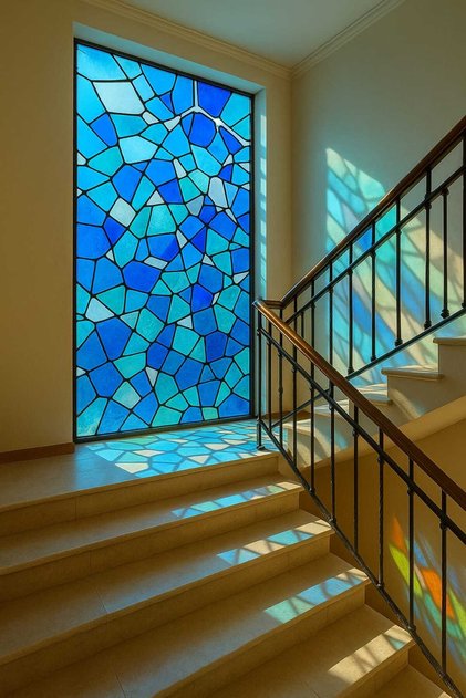 Transparent Stained Glass Pattern Adhesive Foil 90Cmx 2 Meters