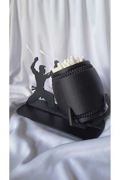 Taiko Drum Design Cotton Swab Stand - Artistic & Functional Decor