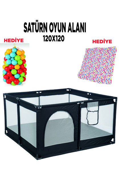 SATÜRN BEBEK VE ÇOCUK OYUN ALANI 120X120 SİYAH