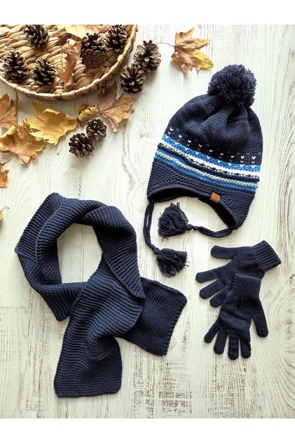 Children's Fleece Beret Scarf Gloves Set of 3 / Hat