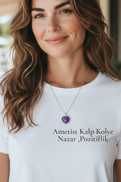 Amethyst Heart Natural Stone Necklace (Abundance, Positivity, Love of Life)