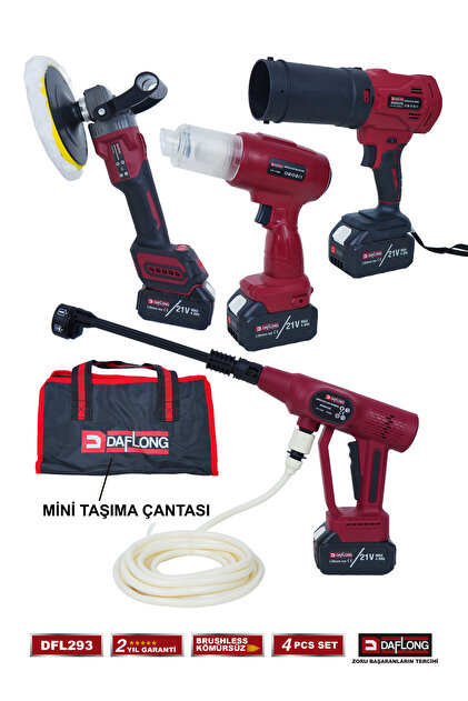 Daflong 4'LÜ ARAÇ KİTİ SÜPÜRGE+ŞARJLI POLİSAJ+HAVA ÜFLEME+ ARAÇ