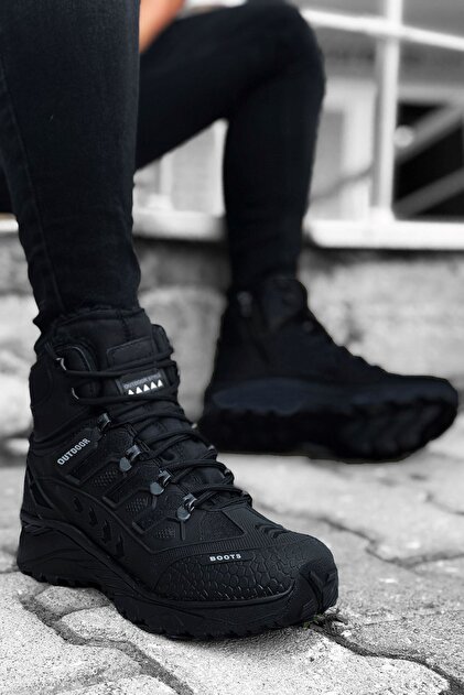 Schwarze, geräucherte, wasserdichte Outdoor-Trekkingstiefel