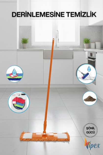 50 Cm Islak-Kuru Mikrofiber Şönil Püsküllü Yedek Makarna Mop