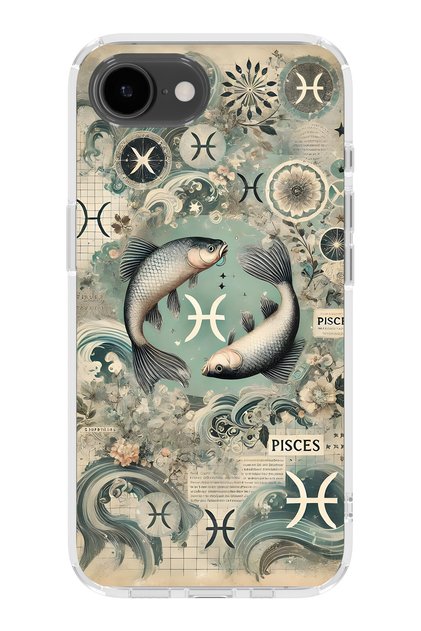 iPhone 17E Compatible Pisces Patterned Transparent Phone Case