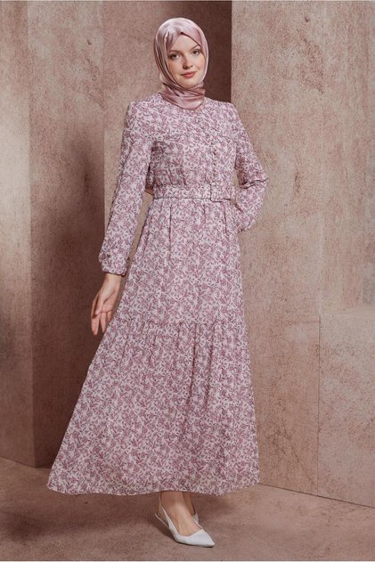 ROCHIE CU MODEL FLORAL ȘI CUREA 42891