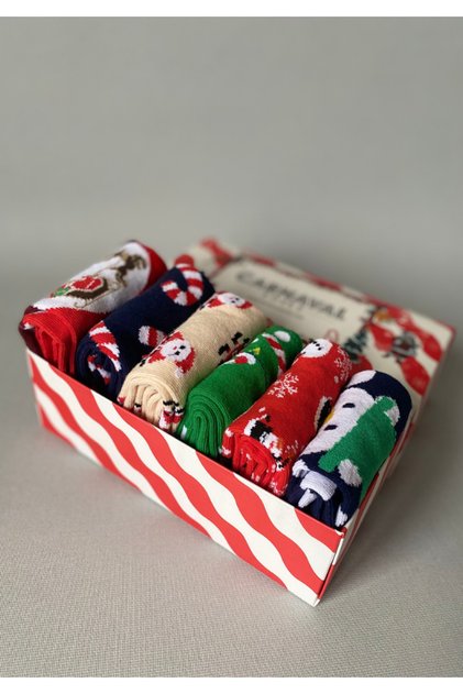 New Year's 6-Piece Patterned Socks Set | Unisex Gift Boxed Winter Themed Socks