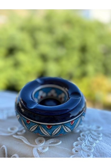 Handmade Ceramic Lid Ashtray Diameter 10 cm Height 6 cm