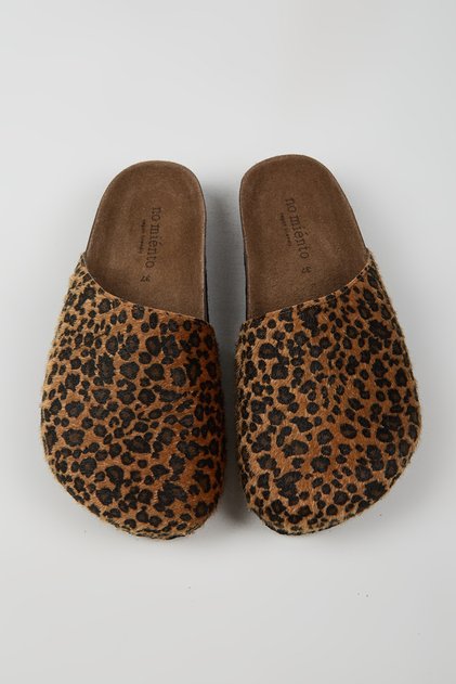 Tonala Women's Vegan Leather Buckle Leopard Sabo Slippers
