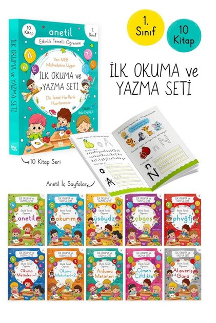 Bilgipark 1. Sınıf İlk Okuma ve Yazma Seti Etkinlik Temelli Öğrenme ANETİL 10 Kitap