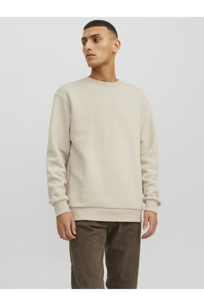 Jack & Jones Erkek Bej Jjebradley Sweat Crew Noos Sweatshirt