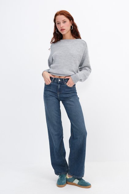 High Waist Wide Leg Jean Pants Pn8575-Pnk